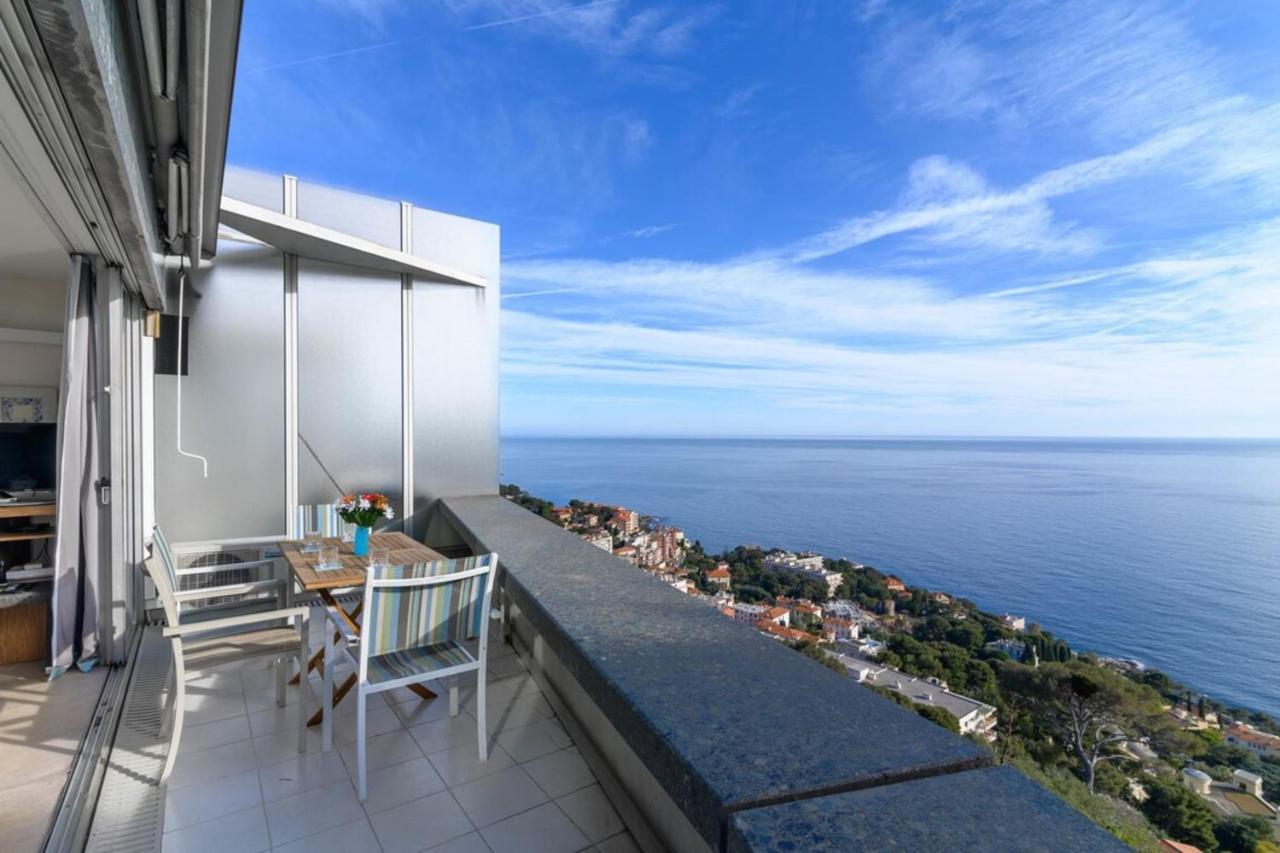 Air-Conditioned Apartment With Sea View Furnished Terrace & Parking Cap-d'Ail Exteriör bild